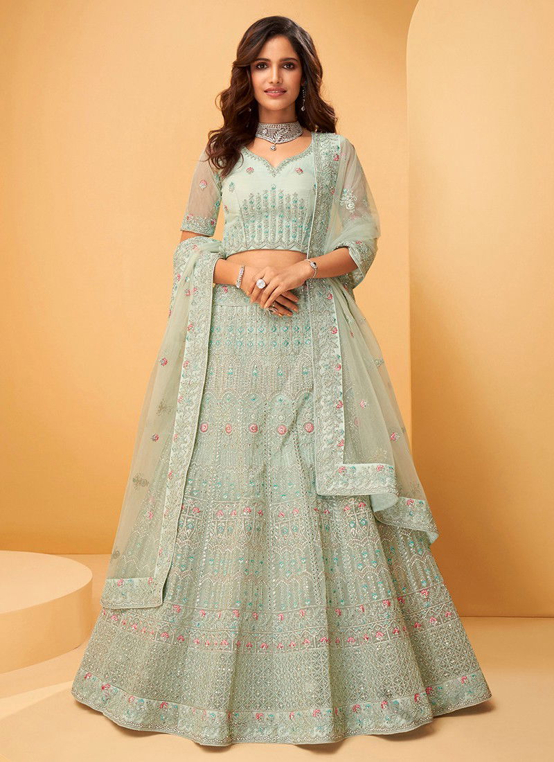 light pista colour lehenga